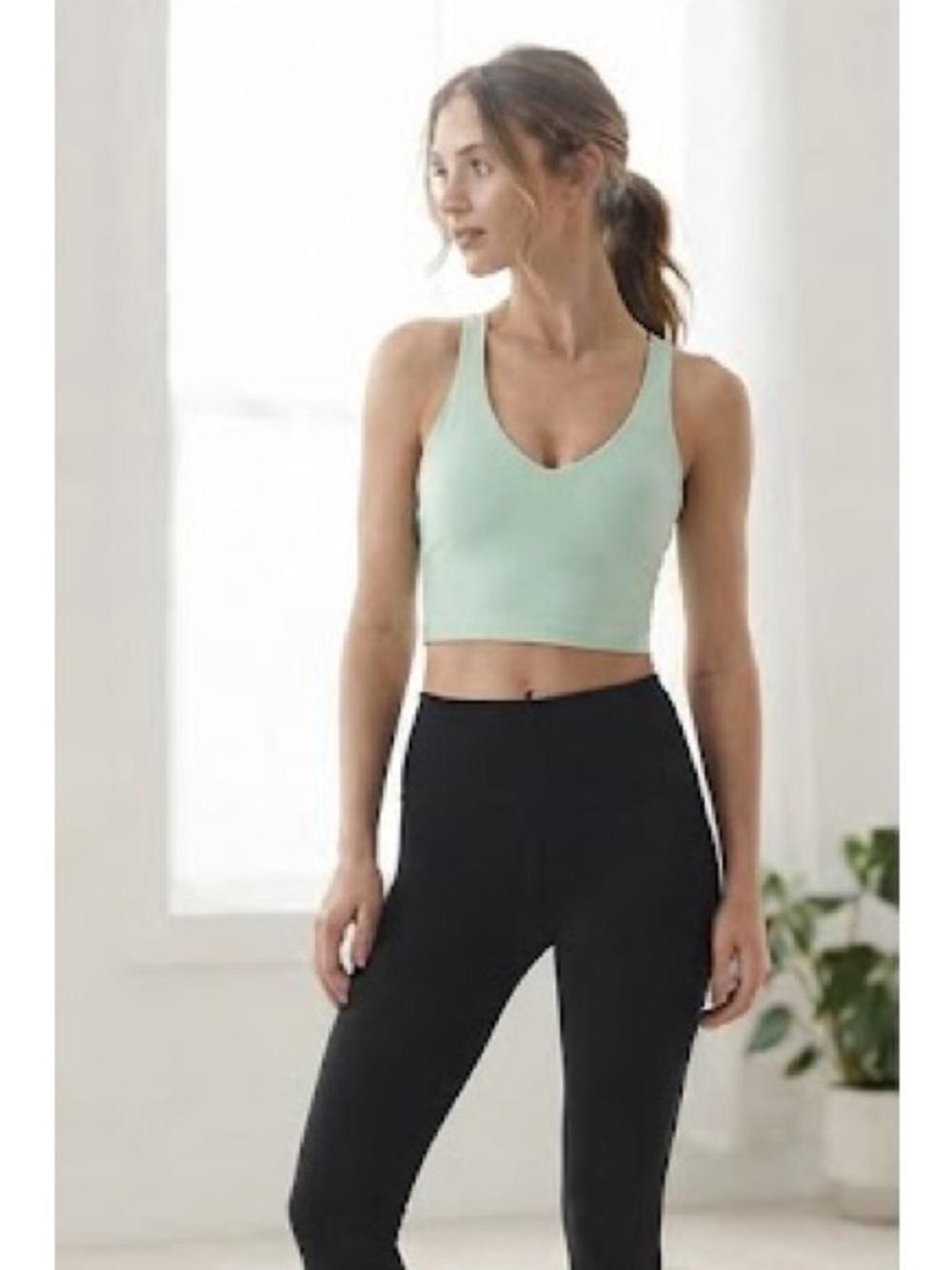 Lululemon Athletica - Mint Green  Cropped Tank Top  Neck Athletic Sporty